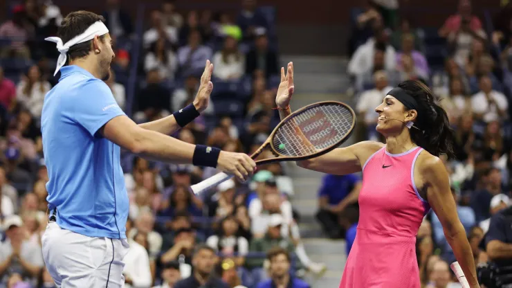 Juan Martín Del Potro y Gabriela Sabatini jugaron en una exhibición del US Open