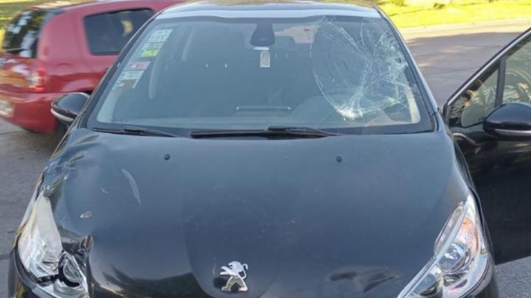 Circulaba en moto y terminó sobre el para brisas de un auto