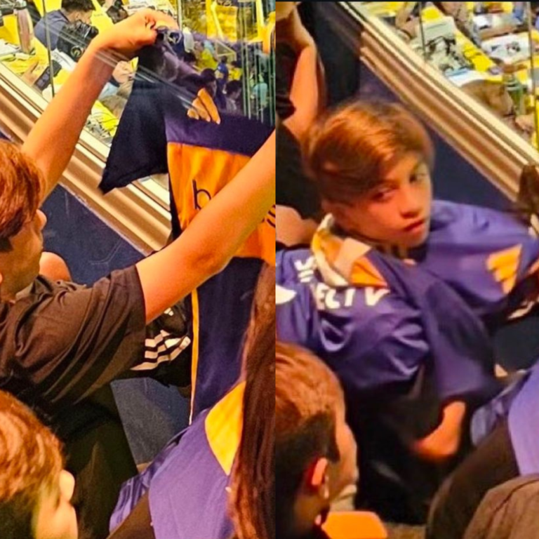 Thiago Messi estuvo de visita en La Bombonera y hasta se puso la camiseta de Boca