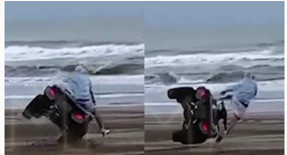 Grave susto para L-Gante: volcó con su cuatriciclo en Pinamar