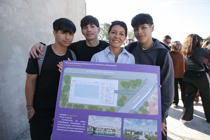 Mayra Mendoza supervisó el avance de obra del nuevo natatorio municipal de Quilmes